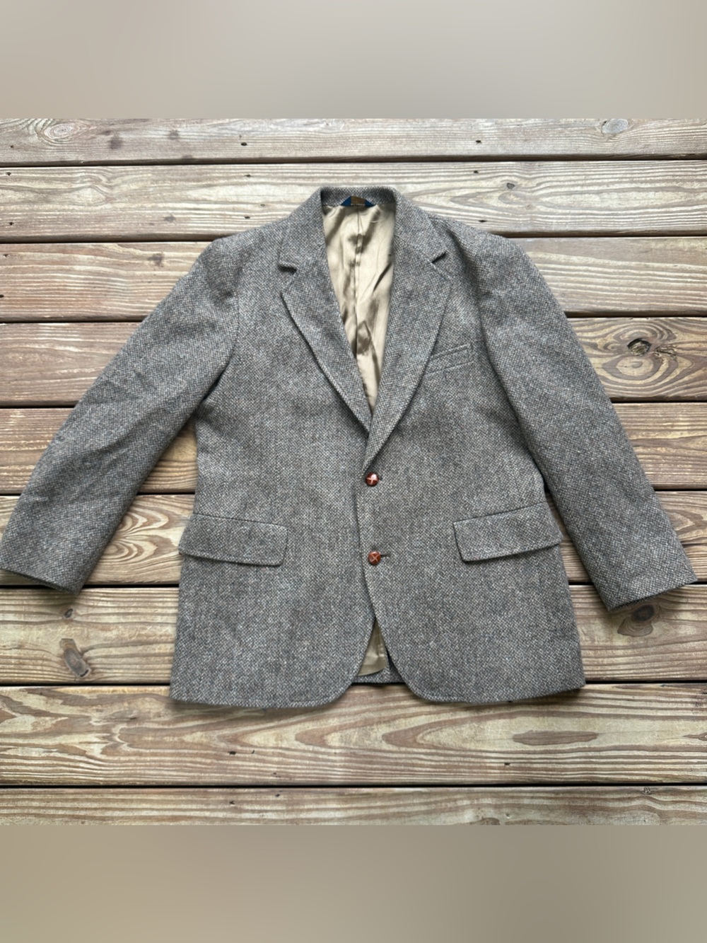 Pendleton Wool Tweed Blazer Sport Coat Brown Herringbone USA 44 Vintage